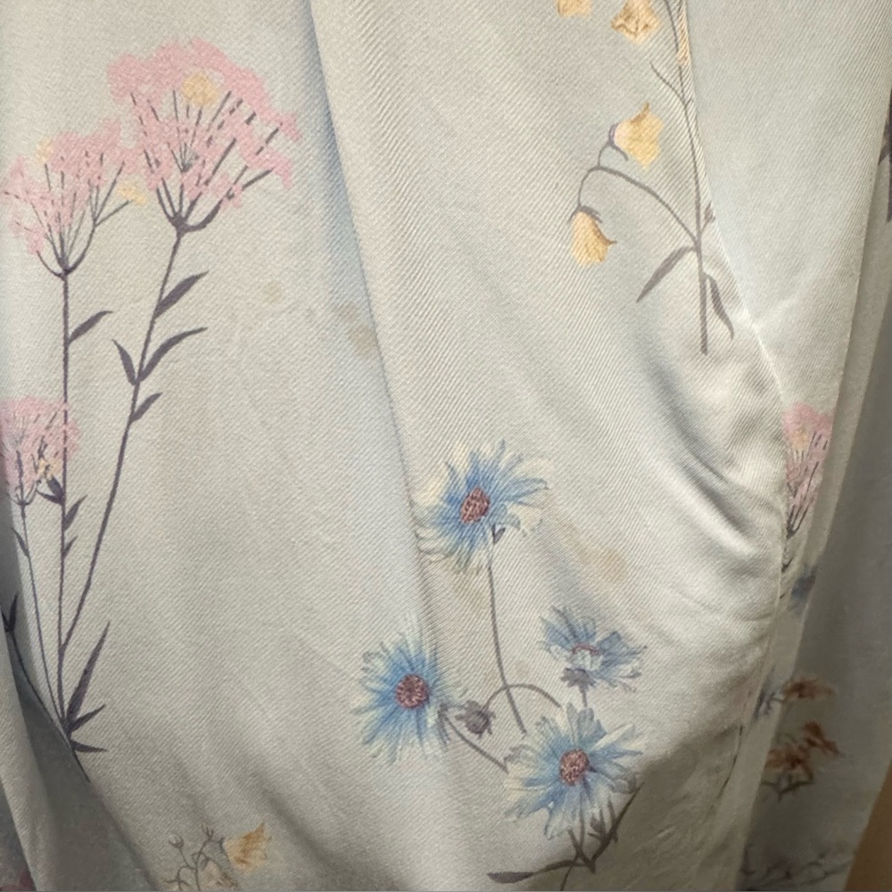 Self-Portrait Floral Watercolour Crepe Midi Dress | Size: 6 | Color: Powder Blue - Picture 12 of 13